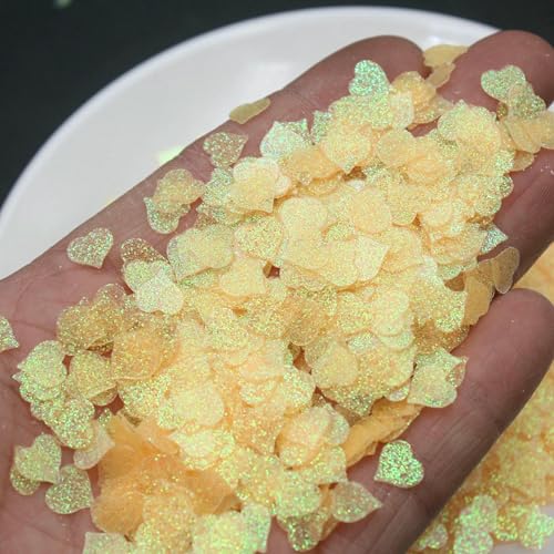 50 g/Los 8 mm Glitzer-Pailletten in Herzform, Zubehör, Glitzer-Pailletten, DIY-Basteldekoration, Konfetti, Orange, 8 mm von OXFYY