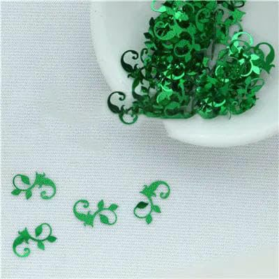 50 g/Los Brilliant Spring Flower 5 mm und Vine 9 * 14,0 mm flache lose Pailletten Paillette für Handwerk Scrapbooking Konfetti Dekoration-D Grün 30 g von OXFYY