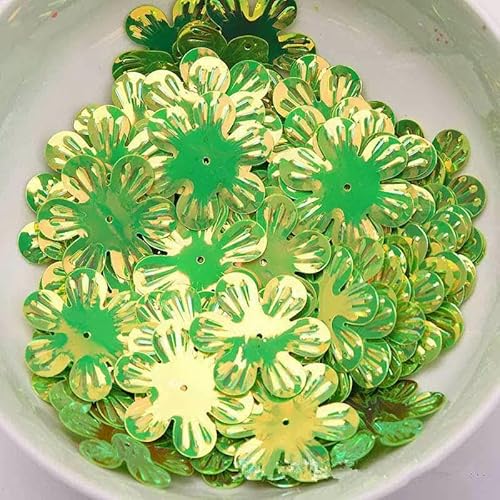 50 g 22 mm 30 mm Blumenform, lose Pailletten zum Basteln, Konfetti, Glitzerpailletten, Nähzubehör, Kleidungsstück, Lentejuelas-Grün-30 mm von OXFYY
