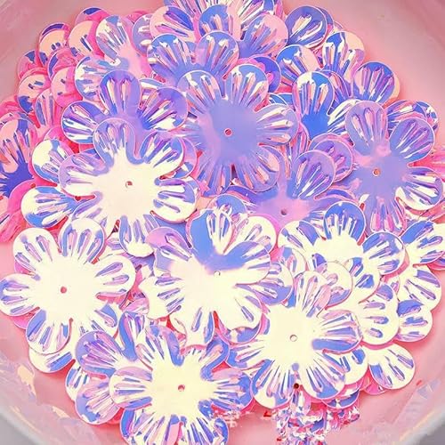 50 g 22 mm 30 mm Blumenform, lose Pailletten zum Basteln, Konfetti, Glitzerpailletten, Nähzubehör, Kleidungsstück, Lentejuelas-Pink-22 mm von OXFYY