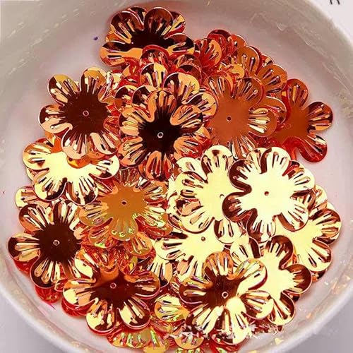 50 g 22 mm 30 mm Blumenform, lose Pailletten zum Basteln, Konfetti, Glitzerpailletten, Nähzubehör, Kleidungsstück, Lentejuelas-rot-22 mm von OXFYY