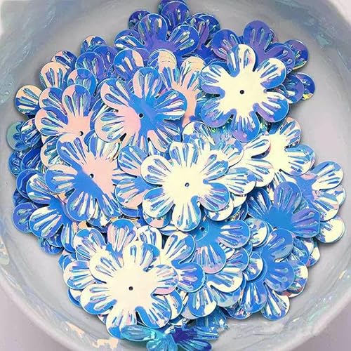 50 g 22 mm 30 mm Blumenform, lose Pailletten zum Basteln, Konfetti, Glitzerpailletten, Nähzubehör, Kleidungsstücke, Lentejuelas-Dunkelblau-22 mm von OXFYY