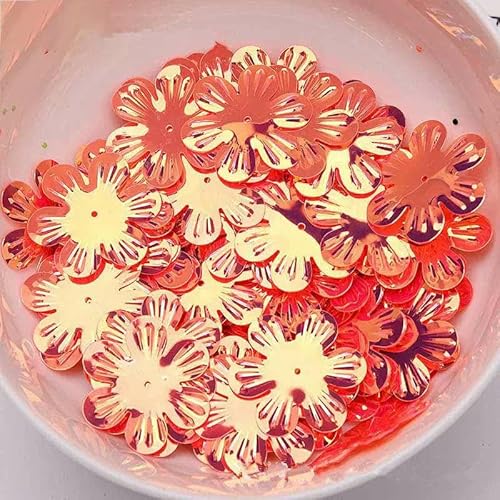 50 g 22 mm 30 mm lose Pailletten in Blumenform zum Basteln, Konfetti, Glitzerpailletten, Nähzubehör, Kleidungsstücke, Lentejuelas-Wassermelonenrot-30 von OXFYY