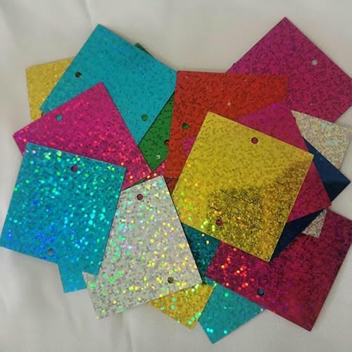 50 mm Laser Square Double Hol Pailletten in gemischten Farben, gespiegelte Pailletten in großen Mengen, für Hochzeiten, Partys, Bühnenkostüme, DIY-Zubehör – mehrfarbig – 50 g (ca. 40 50 mm Laser Square Double Hol Pailletten in gemischten Farben, gespiegelte Pailletten in großen Mengen, für Hochzeiten, Partys, Bühnenkostüme, DIY-Zubehör – mehrfarbig – 50 g (ca. 40 von OXFYY