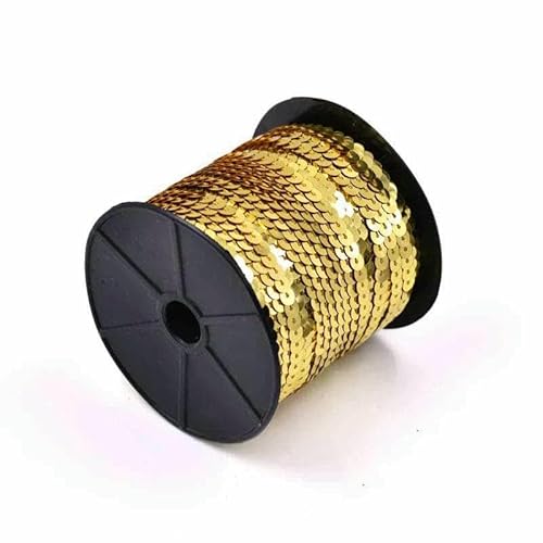 6 mm gold-silberfarbene Nähpailletten, Zierkette, vergoldete Nähpailletten, Paillettenstoff für Kleidung, Handarbeiten, Basteln, Hellgold von OXFYY