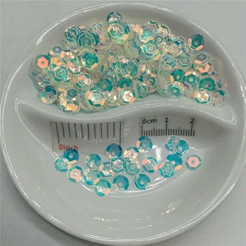 6 mm große, runde, transparente PVC-Pailletten zum Nähen, Basteln, für Hochzeitsdekoration, Kleidungsstücke, Kleider, Schuhkappen, DIY – Golden Transparent – 6 mm, 720 Stück, 10 g von OXFYY