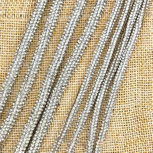 Dichtes Glaskristall-Strass-Applikation, Streifen, Seil, Kordel, Besatz, DIY-Kleid, Taille, Schnürsenkel, Kleidung, Kapuzenpullover, Kordelzug, Haarnadel, 4,0 mm, 5 Meter von OXFYY