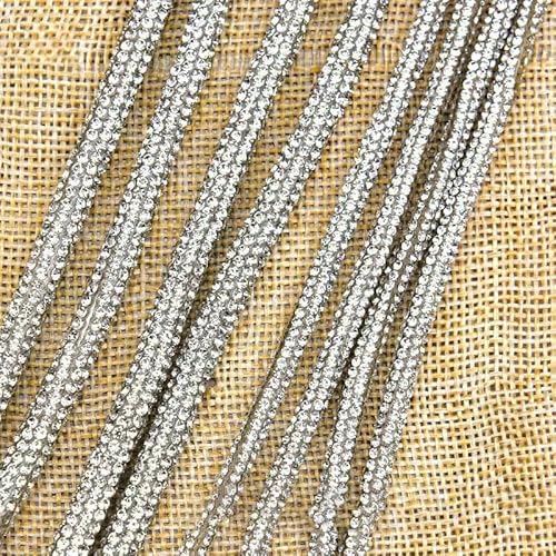 Dichtes Glaskristall-Strass-Applikation, Streifen, Seil, Kordel, Besatz, DIY-Kleid, Taille, Schnürsenkel, Kleidung, Kapuzenpullover, Kordelzug, Haarnadel, 5 mm, klar, 5 Meter von OXFYY