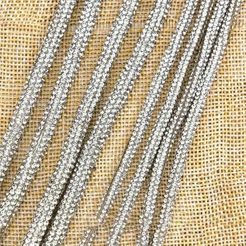Dichtes Glaskristall-Strass-Applikation, Streifen, Seil, Kordel, Besatz, DIY-Kleid, Taille, Schnürsenkel, Kleidung, Kapuzenpullover, Kordelzug, Haarnadel, 6 mm, klar, 5 Meter von OXFYY