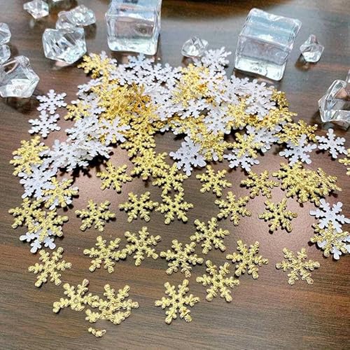 Glitzernde Weihnachtsschneeflocken-Konfetti, Alufolie, Pailletten, Weihnachten, DIY, Neujahr, Zuhause, Hochzeit, Geburtstag, Überwurf, Party-Dekoration, Zubehör, C, 1,5 cm, 300 Stüc von OXFYY