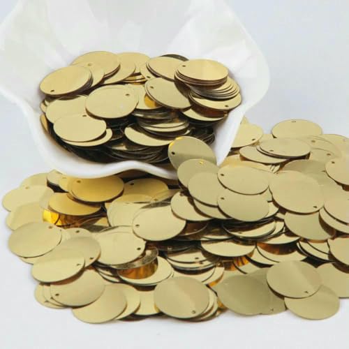 Goldene Pailletten, 3,0–30 mm, flach, rund, lose PVC-Pailletten zum Basteln, Nähen, Dekoration, DIY-Zubehör, 20 mm Hellgold Goldene Pailletten, 3,0–30 mm, flach, rund, lose PVC-Pailletten zum Basteln, Nähen, Dekoration, DIY-Zubehör, 20 mm Hellgold von OXFYY