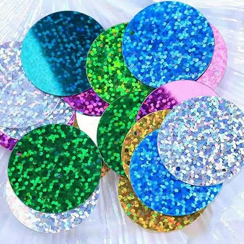 Große Pailletten, 40 mm, 50 mm, großes Pailletten-Sequenzmaterial zum Nähen, Basteln, DIY-Zubehör für Kleidungsstücke, Silber, 50 mm, 30 g Große Pailletten, 40 mm, 50 mm, großes Pailletten-Sequenzmaterial zum Nähen, Basteln, DIY-Zubehör für Kleidungsstücke, Silber, 50 mm, 30 g von OXFYY