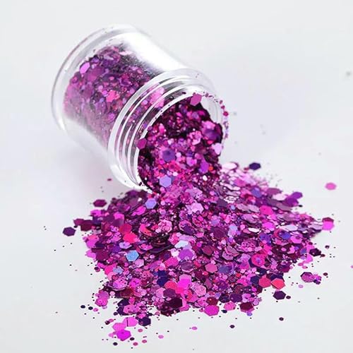 Holografisches, grobes Glitzerharz, Paillettenflocken, Basteln, grobes Harz, Becher für die Herstellung von Glitzerschmuck im Nagel- und Gesichtsbereich, lila, 15 g Holografisches, grobes Glitzerharz, Paillettenflocken, Basteln, grobes Harz, Becher für die Herstellung von Glitzerschmuck im Nagel- und Gesichtsbereich, lila, 15 g von OXFYY