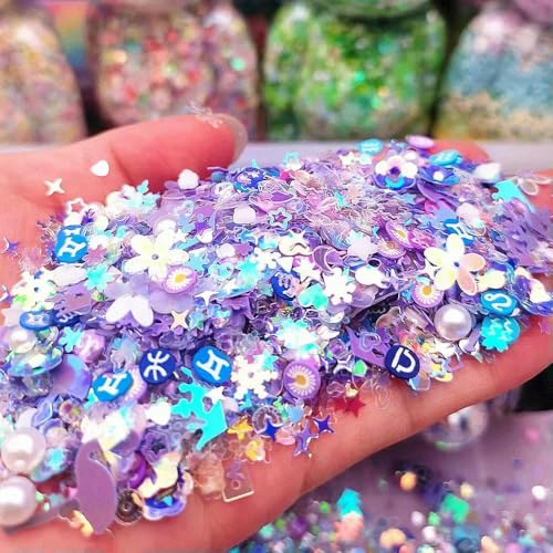 Leuchtende Polymer-Tonscheiben, Paillettenperlen, im Dunkeln leuchtend, heiße Tonstreusel, DIY-Nagelkunst-Dekoration, Schleimfüller, Zubehör, lila, 20 g Leuchtende Polymer-Tonscheiben, Paillettenperlen, im Dunkeln leuchtend, heiße Tonstreusel, DIY-Nagelkunst-Dekoration, Schleimfüller, Zubehör, lila, 20 g von OXFYY