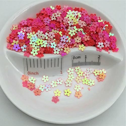 Lose Pailletten aus PVC in Blumenform, Glitzer-Pailletten für Nagelkunst, Maniküre, Nähen, Hochzeitsdekoration, Konfetti, 20 g, 5 mm, ab Melone, 20 g von OXFYY