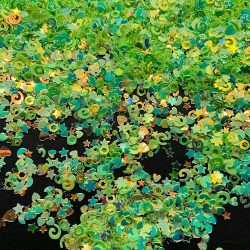 Mix Star Heart Shell Shaped Sequin Glitter Bunte lose Pailletten für Shaker Card NailArt Scrapbook Dekoration Makeup Konfetti-Grün-10g von OXFYY