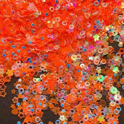 Mix Star Heart Shell Shaped Sequin Glitter Bunte lose Pailletten für Shaker Card NailArt Scrapbook Dekoration Makeup Konfetti-Orange-20g von OXFYY