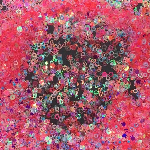 Mix Star Heart Shell Shaped Sequin Glitter Bunte lose Pailletten für Shaker Card NailArt Scrapbook Dekoration Makeup Konfetti-Rose Red-10g von OXFYY