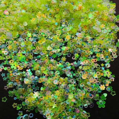 Mix Star Heart Shell Shaped Sequin Glitter Bunte lose Pailletten für Shaker Card NailArt Scrapbook Dekoration Makeup Konfetti-hellgrün-20g von OXFYY