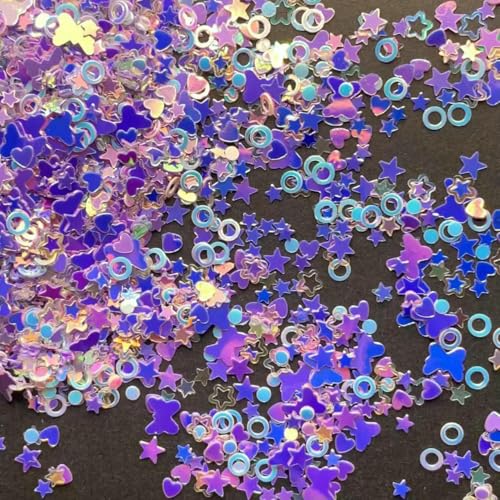 Mix Star Heart Shell Shaped Sequin Glitter Bunte lose Pailletten für Shaker Card NailArt Scrapbook Dekoration Makeup Konfetti-lila-50g von OXFYY
