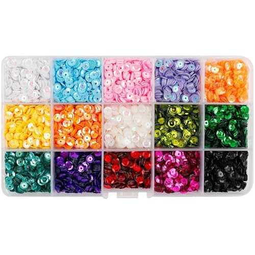 Multi-Typen 5mm Runde Flatback Pailletten Konfetti Pailletten Für Nähen Hochzeit Kleid Zubehör DIY Handwerk D-01002-S3 von OXFYY