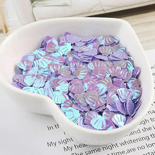 Muschel-Pailletten, 7 mm, PVC, lose, Glitzer-Pailletten für Nagelkunst, Maniküre, Nähen, Hochzeitsdekor, Konfetti, 600 Stück, AB Lila, 7 m von OXFYY
