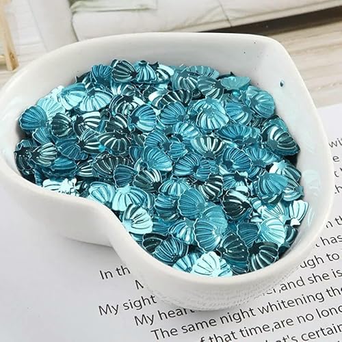 Muschel-Pailletten, 7 mm, PVC, lose, Glitzer-Pailletten für Nagelkunst, Maniküre, Nähen, Hochzeitsdekor, Konfetti, 600 Stück, Hellblau, 7 von OXFYY