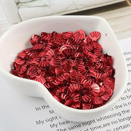 Muschel-Pailletten, 7 mm, PVC, lose, Glitzer-Pailletten für Nagelkunst, Maniküre, Nähen, Hochzeitsdekor, Konfetti, 600 Stück, Rot, 7 mm Mu von OXFYY