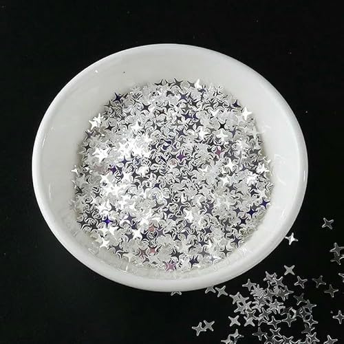 Neu 10 g/Beutel High Flash Crysta PET Pailletten Stern Herz Mond Pailletten für Maniküre, Hochzeit Konfetti, Nagel Zubehör-4,0mm Stern von OXFYY