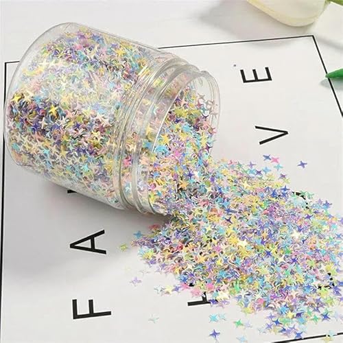 Neue Box 75 g – 80 g/Box, fünf gemischte Farben, Form, lose Pailletten, Nagelkunst, Maniküre-Material, Hochzeitsdekoration, Konfetti, 4,0 mm Sterne von OXFYY