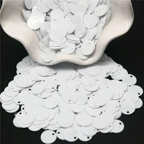 Pailletten, 10 mm, 15 mm, 20 mm, 25 mm, runde Pailletten, Löcher, Konfetti, Hochzeitsdekoration, DIY-Schmuck, Kleidung, Taschenzubehör, 10 g, weiß, 10 mm, 10 g von OXFYY