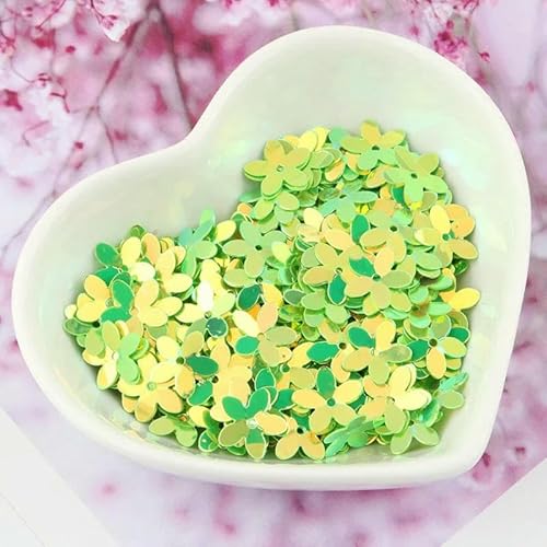 Pailletten, 10 mm, matte Blumen-Pailletten, glitzernd, zum Basteln, Nähen, Scrapbooking, Heimdekoration, Grüngold, 450 Gramm Pailletten, 10 mm, matte Blumen-Pailletten, glitzernd, zum Basteln, Nähen, Scrapbooking, Heimdekoration, Grüngold, 450 Gramm von OXFYY
