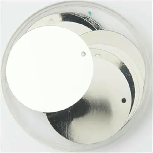 Pailletten, 30 mm, 40 mm, 50 mm, zum Basteln, große runde Paillette, Lentejuelas mit 1 Seitenloch, manuelles Nähzubehör zum Selbermachen, Silber, 50 mm von OXFYY