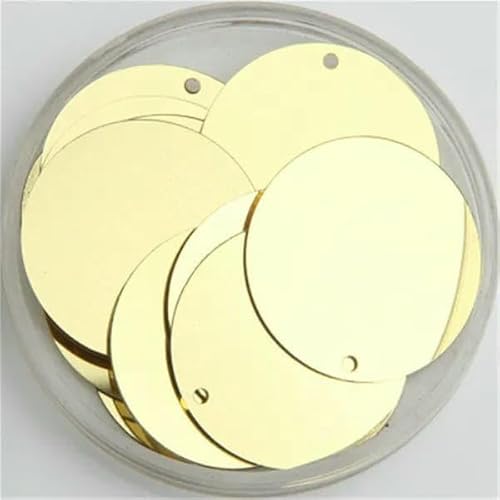 Pailletten, 30 mm, 40 mm, 50 mm, zum Basteln, große runde Pailletten, Lentejuelas mit 1 Seitenloch, DIY-Nähzubehör, Gold, 30 mm von OXFYY
