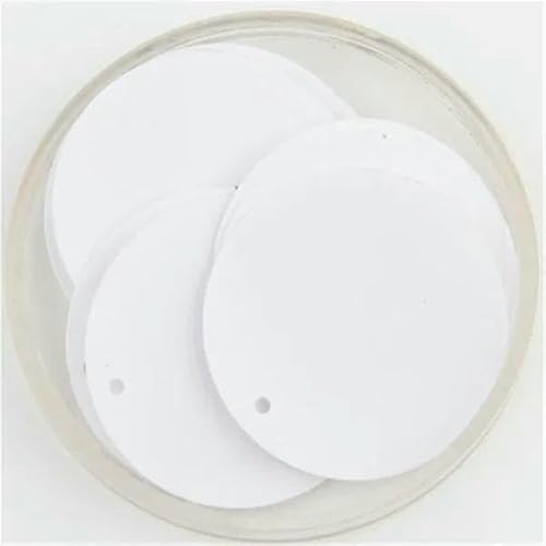 Pailletten, 30 mm, 40 mm, 50 mm, zum Basteln, große runde Pailletten, Lentejuelas mit 1 Seitenloch, DIY-Nähzubehör, weiß, 30 mm von OXFYY