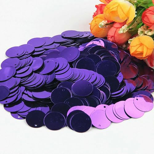 Pailletten, flach, rund, groß, 10 mm, 15 mm, 20 mm, 25 mm, Lochrand, lose Pailletten für Karneval, Kinder, Tanz, DIY-Dekoration, Pailletten, dunkelviolett, 20 mm, 20 g, 180 Stück Pailletten, flach, rund, groß, 10 mm, 15 mm, 20 mm, 25 mm, Lochrand, lose Pailletten für Karneval, Kinder, Tanz, DIY-Dekoration, Pailletten, dunkelviolett, 20 mm, 20 g, 180 Stück von OXFYY