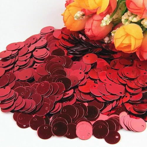 Pailletten, flach, rund, groß, 10 mm, 15 mm, 20 mm, 25 mm, Randloch, lose Pailletten für Karneval, Kinder, Tanz, DIY-Dekoration, Pailletten, Rot, 15 mm, 20 g, 240 Stück Pailletten, flach, rund, groß, 10 mm, 15 mm, 20 mm, 25 mm, Randloch, lose Pailletten für Karneval, Kinder, Tanz, DIY-Dekoration, Pailletten, Rot, 15 mm, 20 g, 240 Stück von OXFYY