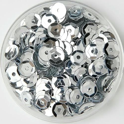 Pailletten 3/4/5/6/8/10 mm/PVC, konkav, rund, lose Pailletten, zum Nähen, für Hochzeiten, Basteln, Zubehör, 10 g/20 g, Silber, 6 mm, 10 g Pailletten 3/4/5/6/8/10 mm/PVC, konkav, rund, lose Pailletten, zum Nähen, für Hochzeiten, Basteln, Zubehör, 10 g/20 g, Silber, 6 mm, 10 g von OXFYY