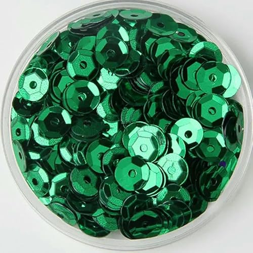 Pailletten 3/4/5/6/8/10 mm/PVC, konkav, rund, lose Pailletten, zum Nähen, für Hochzeiten, Basteln, Zubehör, 10 g/20 g, grün, 4,0 mm, 50 g von OXFYY