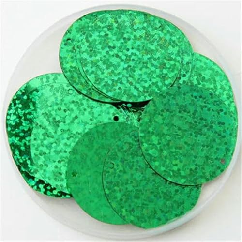 Pailletten 30 mm 40 mm 50 mm zum Basteln, große runde Paillette, Lentejuelas mit 1 Seitenloch, DIY-Nähzubehör,grün, 50 mm von OXFYY