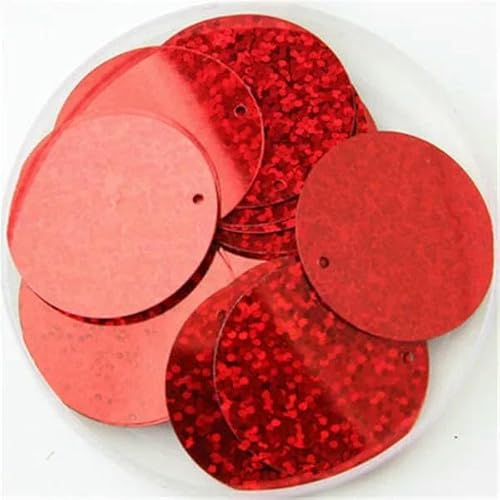 Pailletten 30 mm 40 mm 50 mm zum Basteln, große runde Paillette Lentejuelas mit 1 Seitenloch, DIY-Nähzubehör,rot, 50 mm von OXFYY