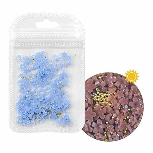 Weiße Acrylblumen-Nagelkunst-Dekorationen, Strasssteine in verschiedenen Größen, rot-blaue Edelsteine, Maniküre-Werkzeuge, Zubehör, DIY-Nageldesign, von OXFYY
