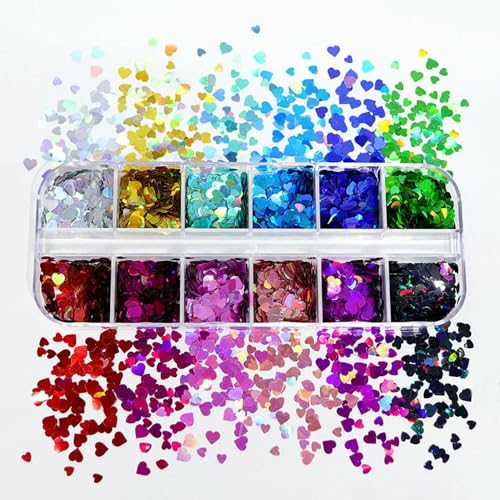 Zum Spaß, 12 Gitter, gemischte Pailletten, Glitzerflocken für selbstgemachte Nageldekoration, Paillettenfüller, Schmuckzubehör, Stil 24 Zum Spaß, 12 Gitter, gemischte Pailletten, Glitzerflocken für selbstgemachte Nageldekoration, Paillettenfüller, Schmuckzubehör, Stil 24 von OXFYY