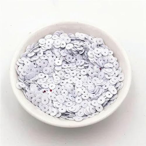 g/4,0 mm runde Pailletten, Basteln, Glitzer, Costura, Nähen, Handarbeit, Dekoration, Konfetti, DIY, Lentejuela, Brillos, Paillettes, Zubehör, weiß, 4,0 mm von OXFYY