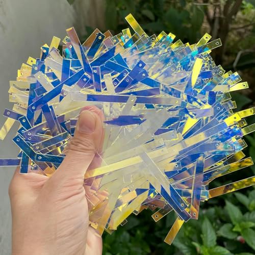 x 75 mm rechteckige PET-Pailletten für Quasten, Showkleidung, rechteckig, lang, 1 Loch, dekorative Pailletten für Hochzeiten, AB weiß, 500 g x 75 mm rechteckige PET-Pailletten für Quasten, Showkleidung, rechteckig, lang, 1 Loch, dekorative Pailletten für Hochzeiten, AB weiß, 500 g von OXFYY