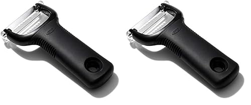 OXO Good Grips Sparschäler für Juliennestreifen aus Edesltahl, Schwarz (Packung mit 2) von OXO
