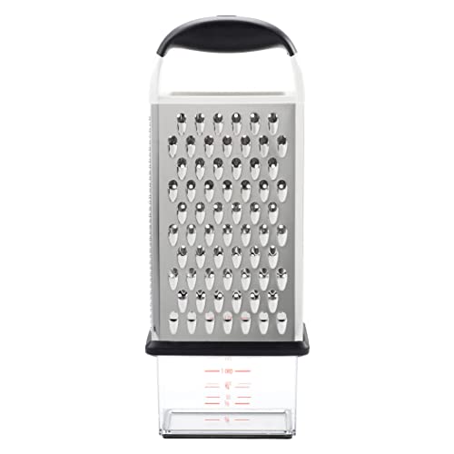 OXO Good Grips Vierkantreibe mit Auffangbehälter aus geätztem Edelstahl – für Gemüse und mehr, Silber/Schwarz OXO Good Grips Vierkantreibe mit Auffangbehälter aus geätztem Edelstahl – für Gemüse und mehr, Silber/Schwarz von OXO