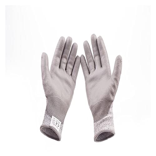 OXOAMP Graue, PU-beschichtete, schnittfeste Glas-Handschuhe,Gute Verschleiß-Widerwirkung(L) von OXOAMP