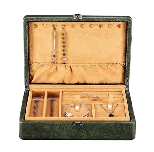 Schmuckkästen Schmuckschatulle PU-Leder Schmucketui Schmuck Aufbewahrungsbox Ohrring Halskette Schmuck Organizer Schmuckhalter Geschenke(Green) von OXOAMP