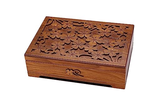Schmuckkästen Vitrine aus Holz mit Spiegel oder Glasplatte, Vintage-Schmuckschatulle for Damen Geschenke(Brown) von OXOAMP